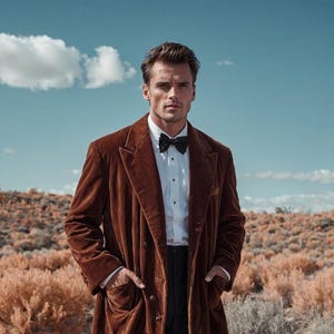 Men’s Vintage Velvet Robe in Deep Brown – Long Formal Housecoat – Classic Gentleman&#39;s Loungewear – Luxurious Gift Idea