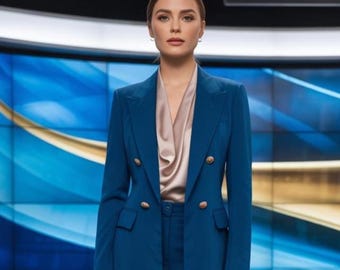 Frauen Royal Blau Hosenanzug Set, Elegante Feierliche Blazer Anzug, Büro Tragen 2-teilige Anzug, Business Outfit