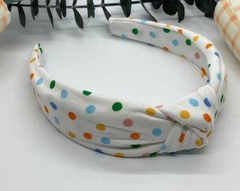 Polka Dot Headband, Girls Headband, Spring Top Knot Headband, No Headache Headbands, Top Knot Headband, Colorful Headband