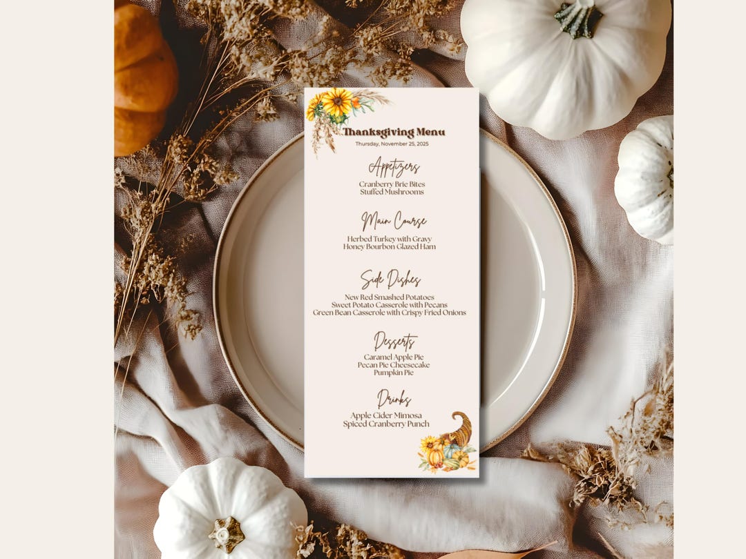 Thanksgiving Menu Pdf Editable Thanksgiving Planner & Menu, Thanksgiving Host Planner ...