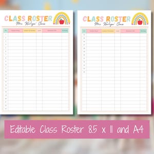 Editable Class Roster, Bright Rainbow Class List Template for Teachers, Teacher Class List, Dismissal Log for Teachers, Editable Class List