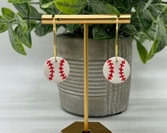 Baseball Hoop Earrings: Hypoallergenic, Lightweight - [Gold or Silver]