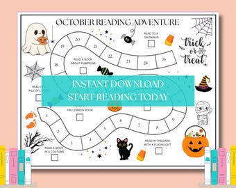 October Reading Challenge: Fun Printable Reading Game, Monthly Reading Challenge for Kids (PDF Download)