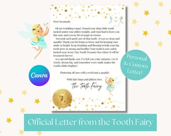 Editable Tooth Fairy Letter Template, Personalized Tooth Fairy Note, Tooth Fairy Note PDF