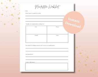 Manifestation Worksheet, Manifestation PDF, Law of Attraction PDF Worksheet, Manifestation Journal Sheet