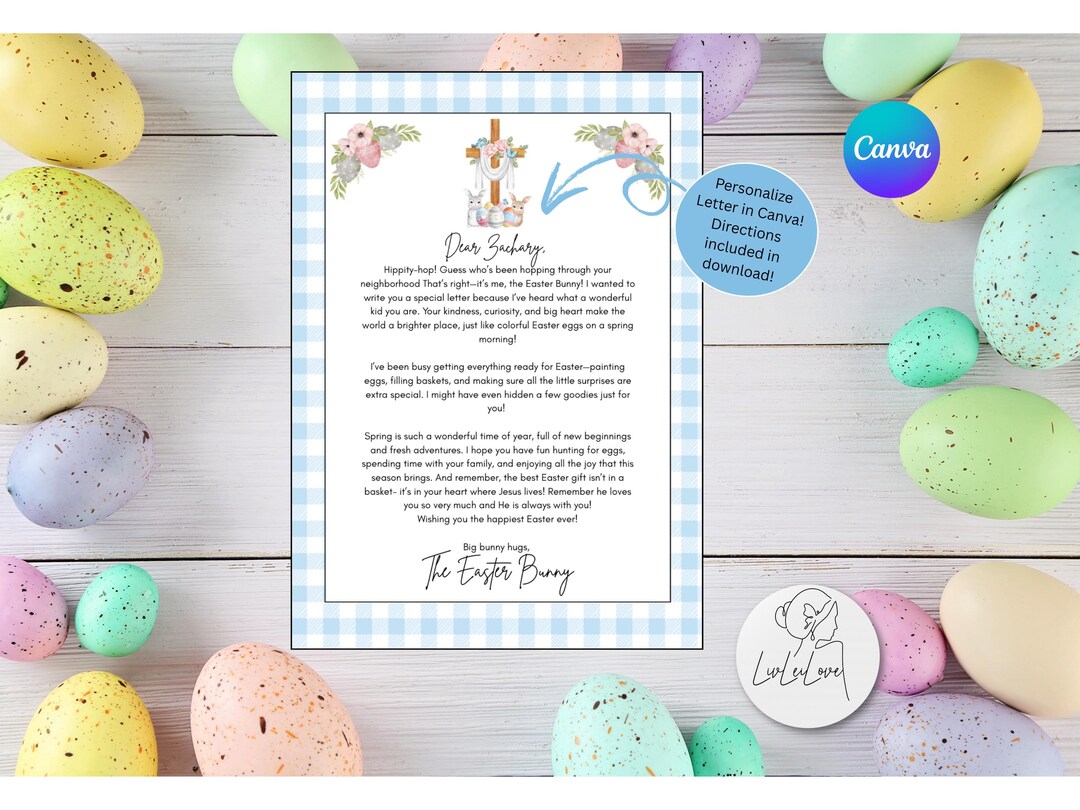 Editable Christian Easter Bunny Letter (digital Download) - Etsy