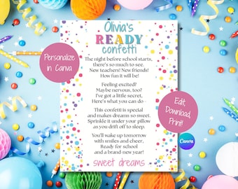 Personalized Ready Confetti Card: First Day of School Poem (PDF Download)
