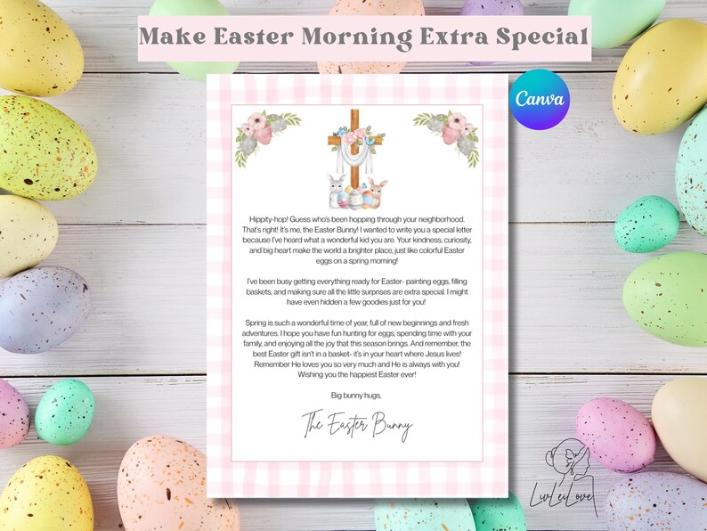 Editable Christian Easter Bunny Letter, Pink Personalized Printable ...