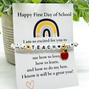 Back to School Teacher Bracelet, Teacher Gift, First Day of School, 1st Day of Kindergarten, Teacher Gift, Teacher Appreciation