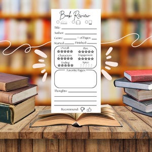 印刷可能な読書感想文しおり、読書クラブのディスカッションしおり、読書好きへのギフト、読書クラブのレビューカード、読書ディスカッションのきっかけ、読書好きへのギフト