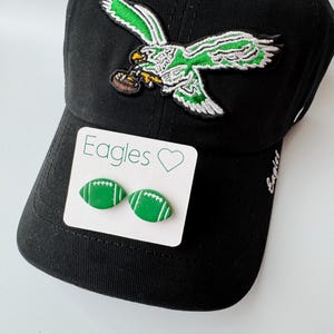 Eagles Football Studs, Superbowl Earrings, Green Football Earrings, Game Day Earrings, Football Earrings