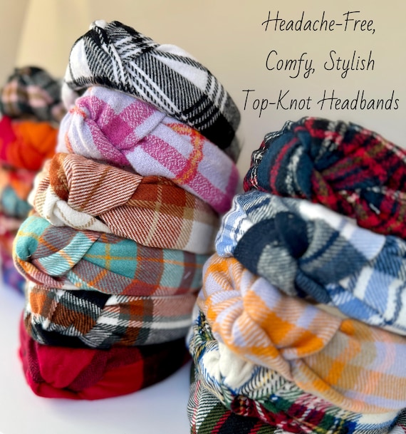 Plaid Comfortable Headband Amazon.com : 4Pcs Padded Headbands for Women Girls Cute  main image 3
