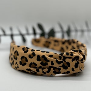 Cheetah Top Knot Headband, No Headache Knotted Headbands, Animal Print Headband, Hard Knotted Headband, Winter Headband