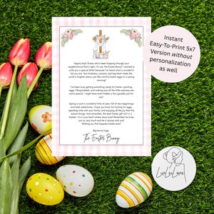 Carta cristiana editable del conejo de Pascua, carta del conejo de Pascua, carta de la cesta de Pascua, carta de Pascua, carta personalizada del conejo de Pascua