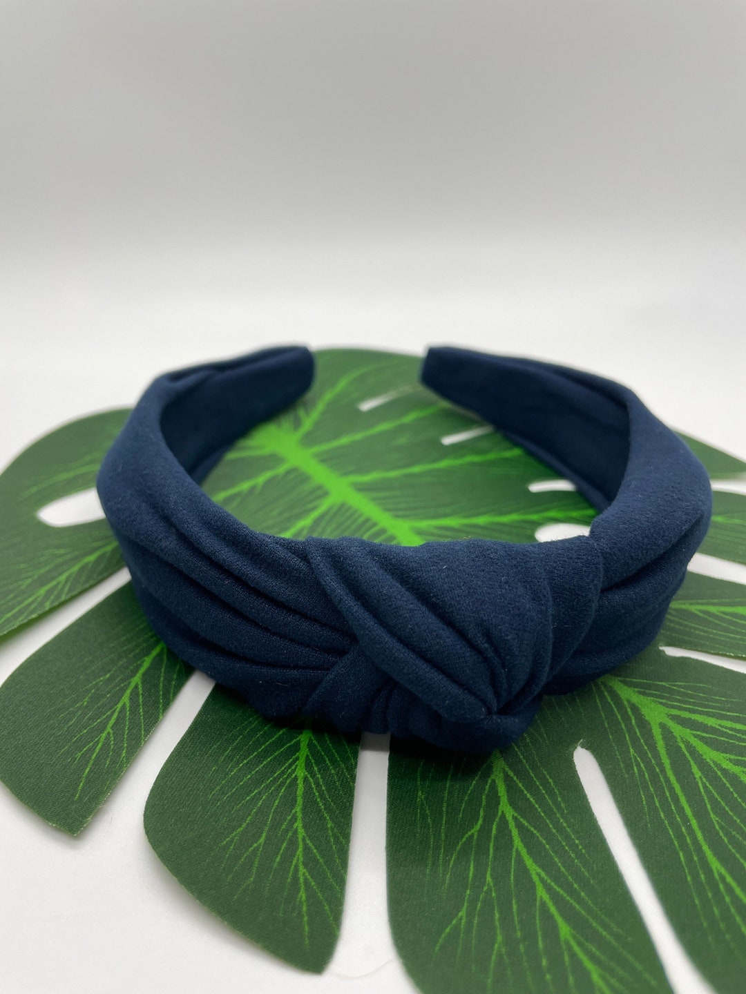Navy Blue Top Knot Headband, No Headache Knotted Headbands, Hard