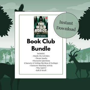 The Wild Robot Book Club Discussion Questions, The Wild Robot Book Club Bundle, Kids Book Club, The Wild Robot Activities, Kid Book Club