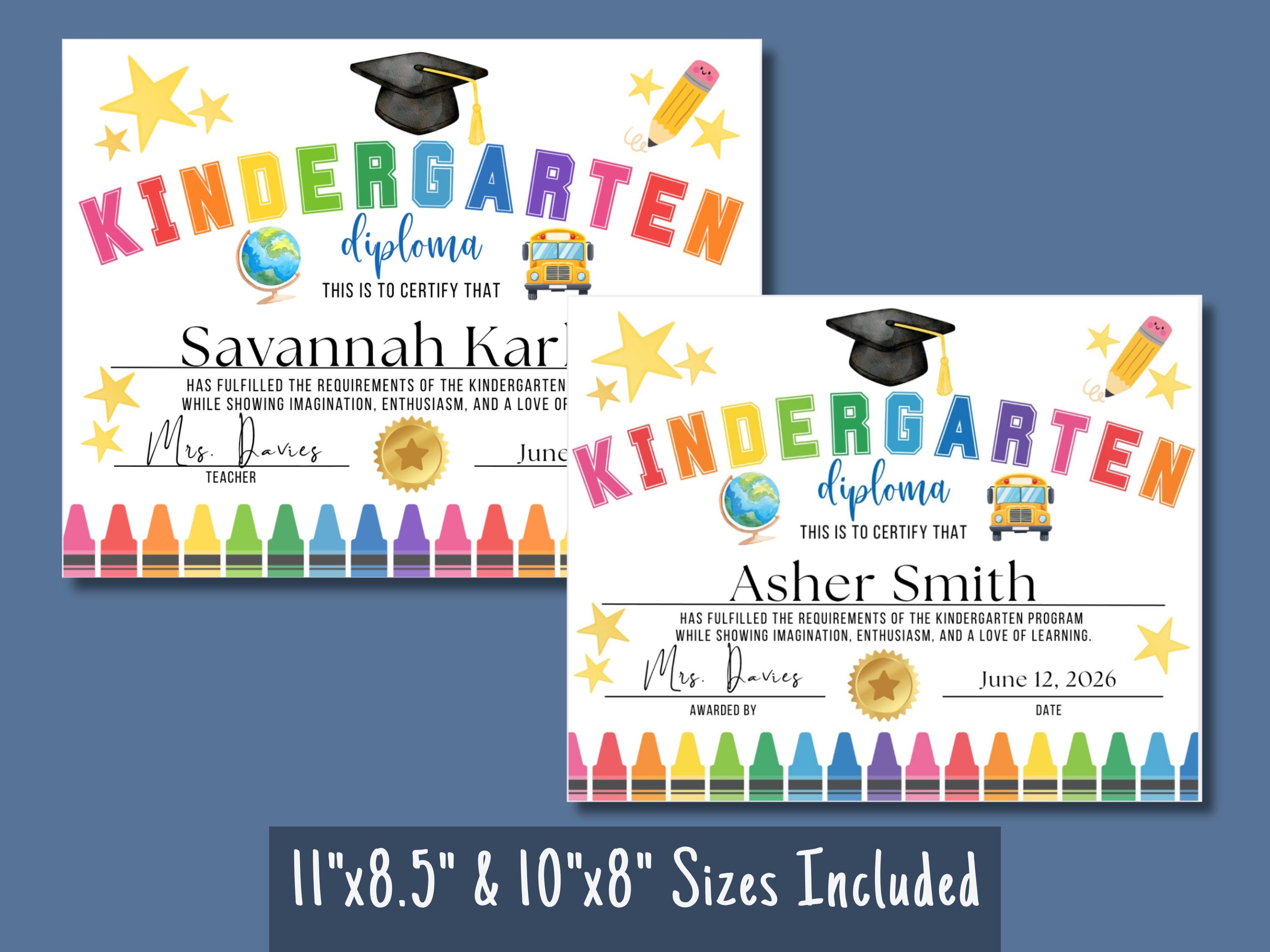 Editable Kindergarten Diploma Template Canva, Kindergarten Graduation ...
