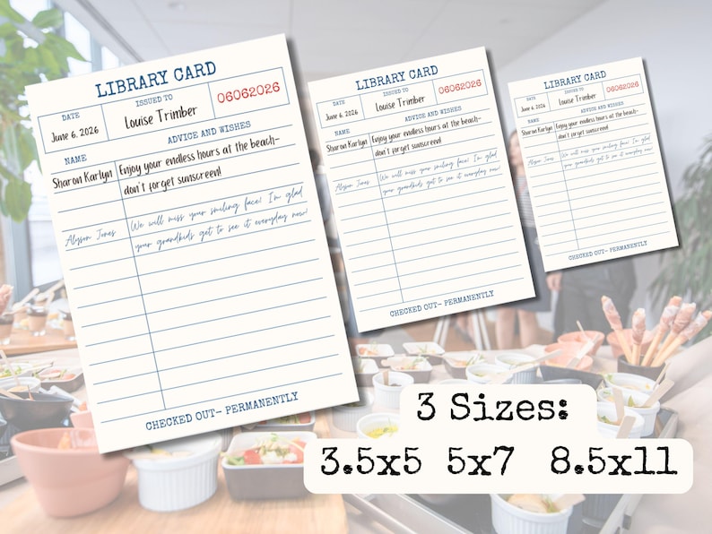 Editable Library Card Insert Retirement Advice Cards Printable | Editable Library Card Printable ...