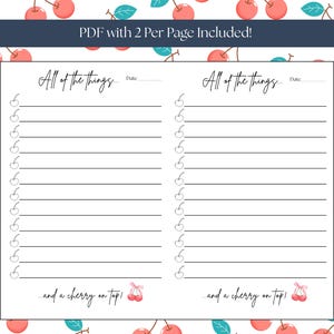 Cherry to Do List Printable: Daily Checklist (PDF) - Etsy