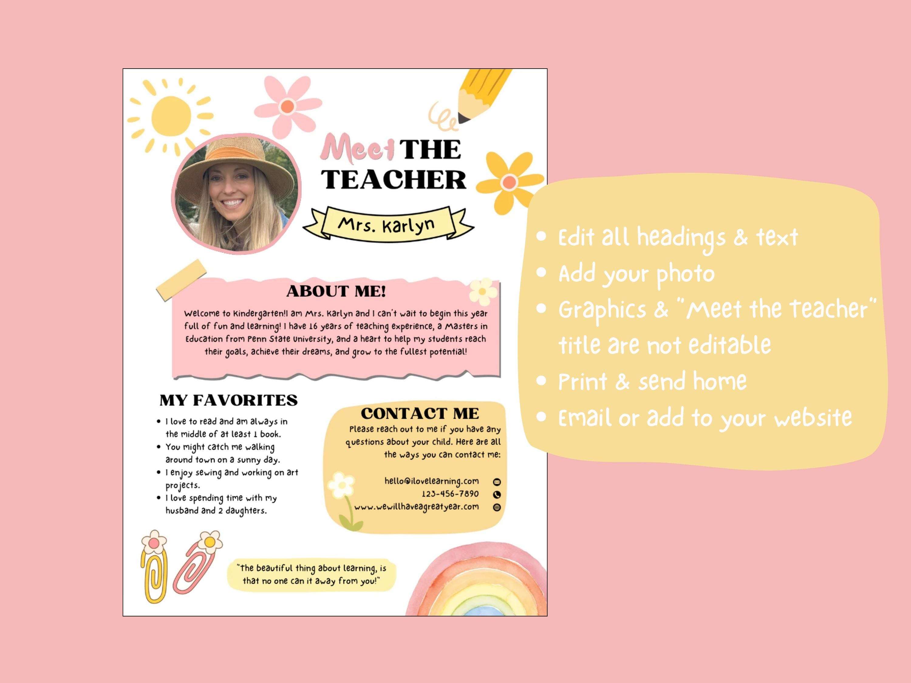Editable Meet the Teacher Template: Back to School Introduction (canva ...
