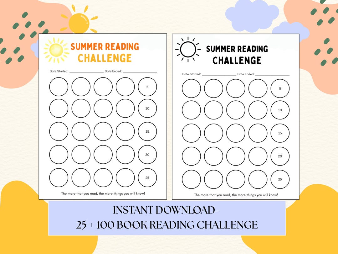 Summer Reading Challenge Tracker: Kid's Book Log (PDF) - Etsy