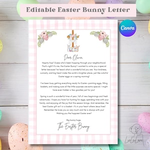 Editable Christian Easter Bunny Letter, Pink Personalized Printable Note from Easter Bunny