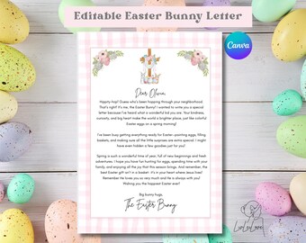 Editable Christian Easter Bunny Letter, Pink Personalized Printable Note from Easter Bunny