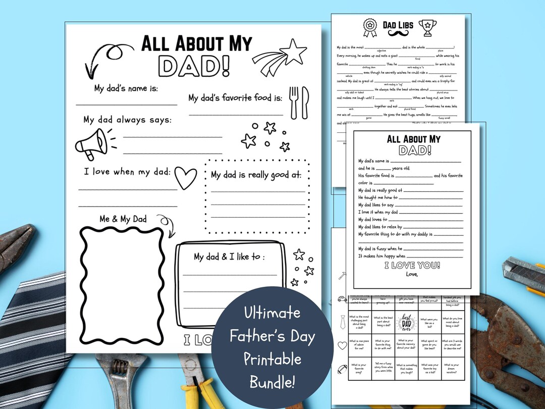 Father's Day Printable Activity Bundle: Dad Libs, Bingo, Certificates ...