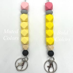 Teacher Pencil Lanyard, Teacher Gift, Pencil Bead Lanyard, Teacher Lanyard, ID Badge Lanyard, Teacher Appreciation Gift, Keychain Lanyard