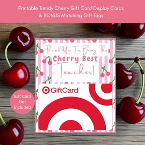 Porte-cartes cerise, Etiquettes cadeaux Cerise, Meilleur enseignant, Porte-cartes enseignant, Étiquettes cadeau enseignant, Cadeau enseignant de fin d'année