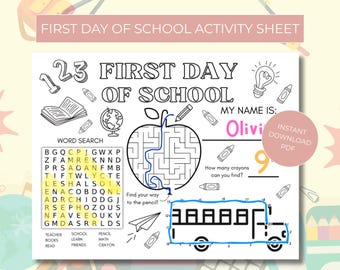 First Day of School Worksheet: Fun Activity Printable (PDF Download