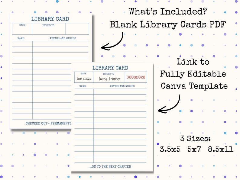 Editable Library Card Insert Retirement Advice Cards Printable | Editable Library Card Printable ...