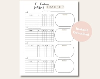 Weekly/Monthly Habit Tracker: Printable PDF for Good Habits