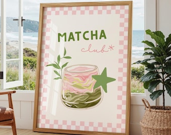 Matcha Club Print | Trendy Kitchen Cafe Art (Digital Download)