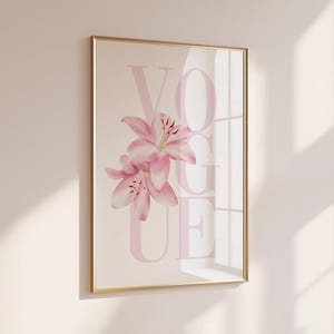 Pink Lily Vogue Print | Trendy Fashion Girl Wall Art | College Dorm Decor image 4