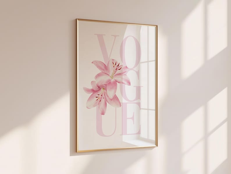 Pink Lily Vogue Print | Trendy Fashion Girl Wall Art | College Dorm Decor image 4