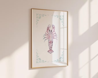 Pink and Blue Lobster Printable Wall Art | Coastal Beachy Print | Beach House Decor | Nautical Nursery Prints for Baby Girl