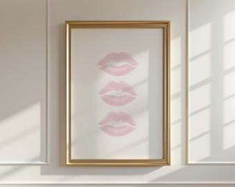Pink Lips Print | Trendy Girly Dorm Decor (Digital Download)