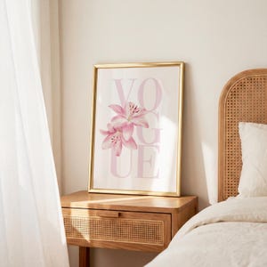Pink Lily Vogue Print | Trendy Fashion Girl Wall Art | College Dorm Decor image 2