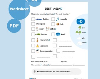 Feuille d'exercices Apprendre l'estonien - Choses estoniennes, casse au pluriel (téléchargement PDF)