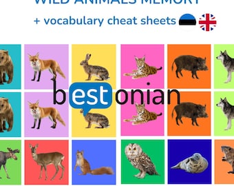 Jeu de mémoire bilingue sur les animaux sauvages « Metslomade memoriin » PDF (estonien/anglais)