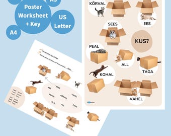 Poster estonien Postpositions | Apprendre le vocabulaire estonien (téléchargement numérique)