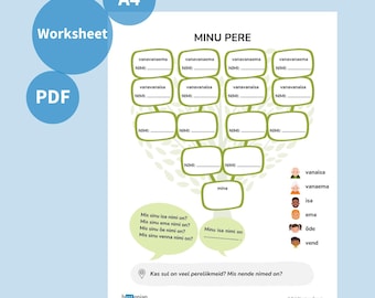 Ma famille / Minu Pere – Fiche d'exercices imprimable en estonien | Apprendre l'estonien pour les enfants et les débutants