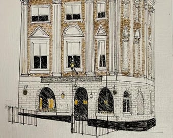 Custom East London sketch prints & watercolour -Islington, Angel, Shoreditch, Marquess Tavern (COMPLEX)