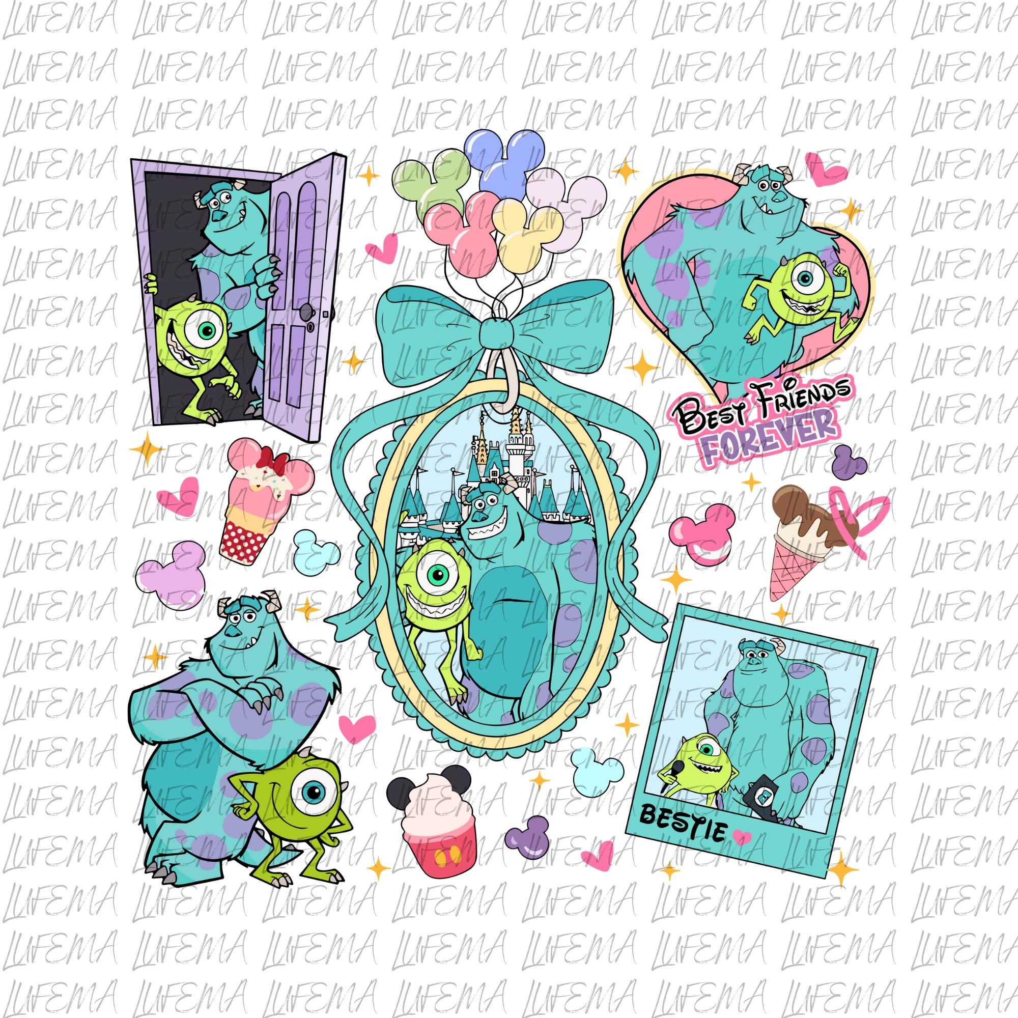 Monster Best Friends Forever PNG, Monsters We Scare Because We Care PNG, Monster personnages PNG, Monster Png, fichier numérique de personnages monstr