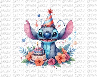 Disney Stitch Birthday PNG, Stitch and Angel PNG, Stitch and Lilo Png
