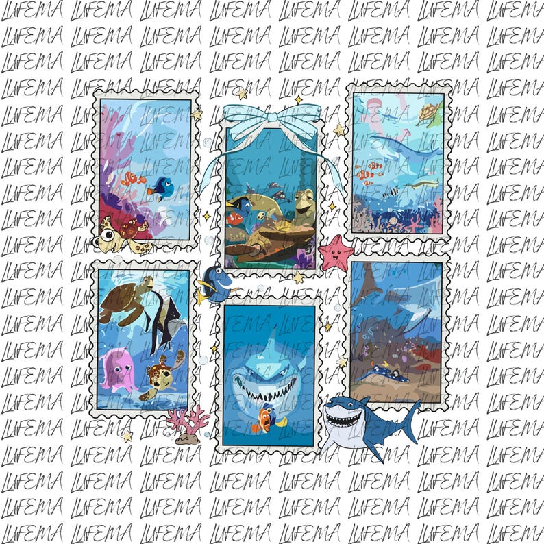 Nemo Repeated Pattern Finding Nemo PNG, Nemo and Friends PNG, Finding Nemo Characters PNG - Etsy