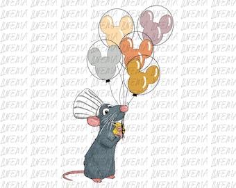 Remy Ratatouille with Balloons PNG, Little Chef Paris (Digital Download)