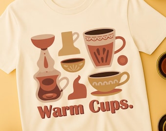Warm Cups Middle Eastern Tea Coffee Shirt Design PNG, Arabic Hospitality Drink Culture Aesthetic, Cozy Beverage Sublimation File
