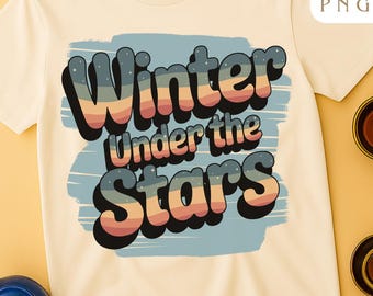 Winter Under the Stars PNG – Versatile Middle Eastern Retro Winter Digital Design | Sublimation, Printable Art, Instant Download